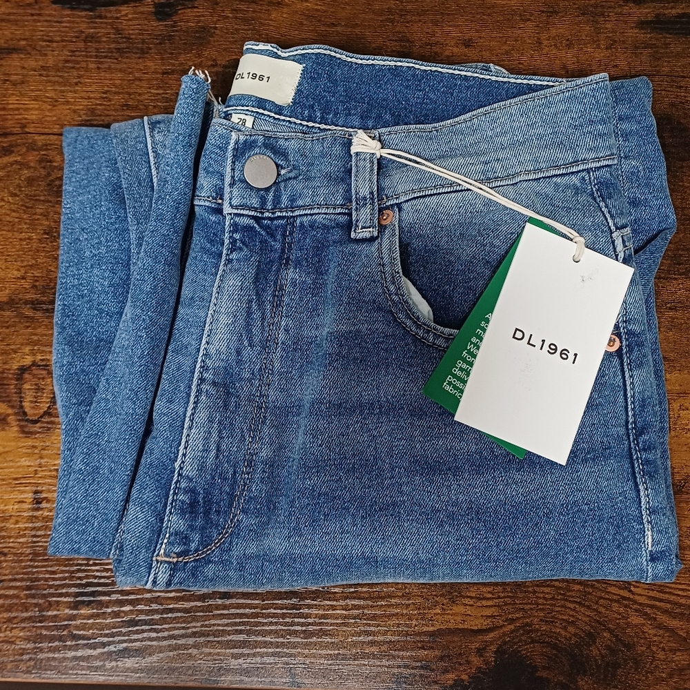 DL1961 Hepburn Distressed Hem Wide Leg Jeans NWT
